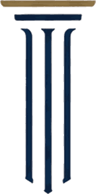 The Roman column in the emblem, with a gilded capital and a fluted shaft